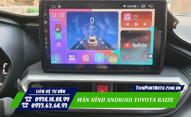 Màn hình Android lắp đặt cho Toyota Raize tại Tiến Phát Auto