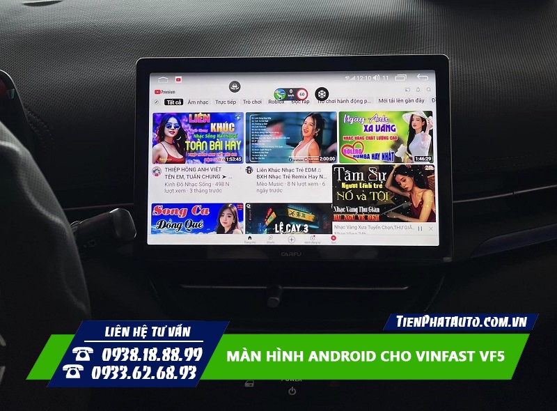Lắp màn hình Android cho Vinfast VF5 đáp ứng các nhu cầu giải trí