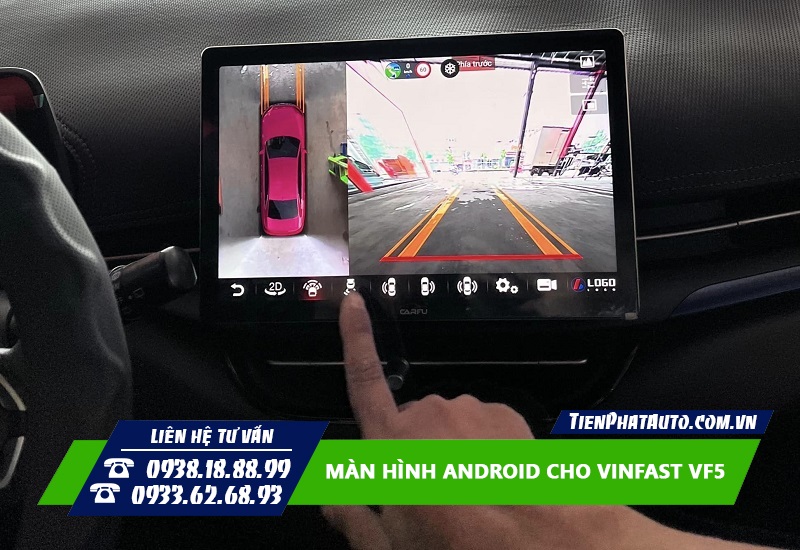 Màn hình Android Carfu tích hợp camera 360 độ cho Vinfast VF5
