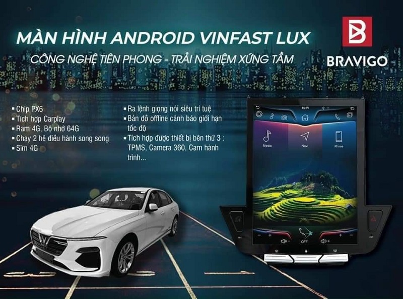 Màn hình Android Bravigo Vinfast được trang bị cấu hình khá mạnh mẽ