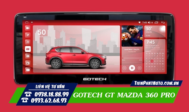 Màn hình Gotech GT Mazda 360 PRO tích hợp camera 360 độ