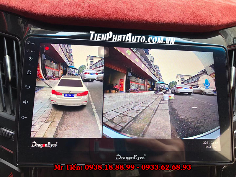 Màn hình Dragon Eyes hiển thị camera trước và toàn cảnh ngoài xe