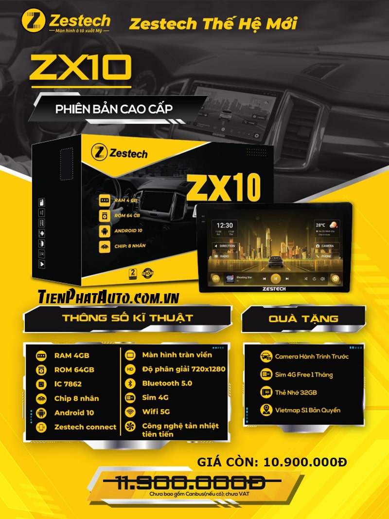 Bảng giá màn hình Zestech ZX10 bản cao cấp không camera 360