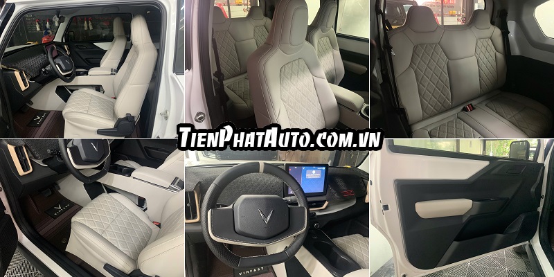 Nội thất Vinfast VF3 được độ đổi màu nội thất tông màu trắng kem