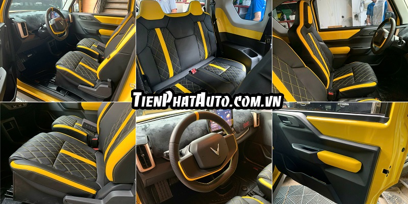 Nội thất Vinfast VF3 được độ đổi màu nội thất tông vàng đen