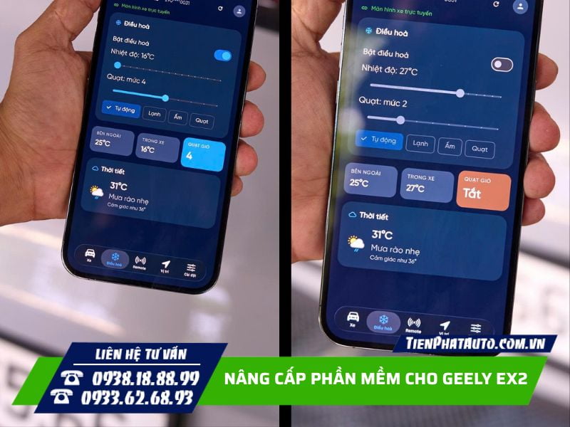 Điều khiển một số chức năng từ xa trên app điện thoại Điều khiển một số chức năng từ xa trên app điện thoại