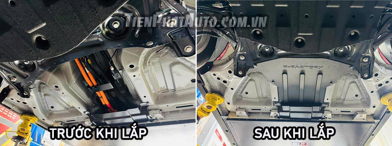 Hình ảnh trước và sau khi lắp tấm che cáp cho Vinfast Herio Green