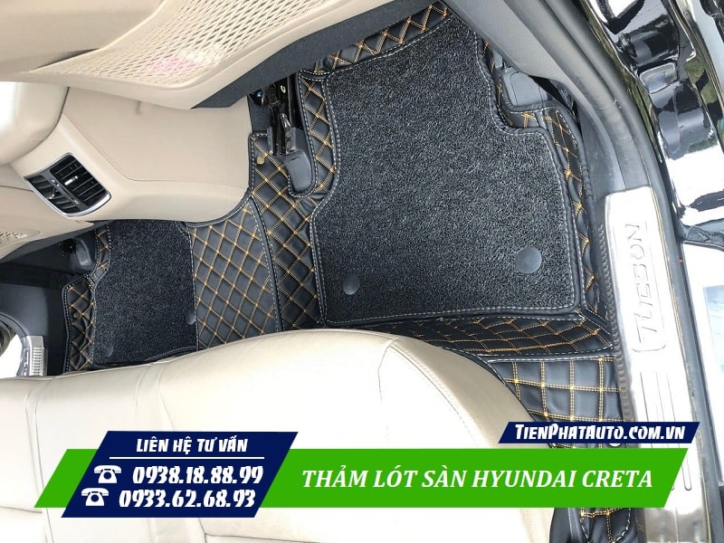 Thảm lót sàn Hyundai Creta được lắp ở hàng ghế sau xe