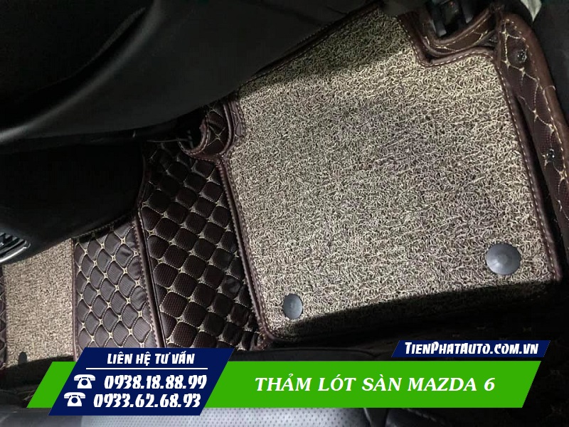 Thảm lót sàn Mazda 6 2021 được lắp hàng ghế phía sau xe