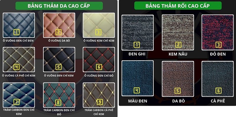 Mẫu mã và màu sắc thảm lót sàn để bạn lựa chọn cho Beijing X7