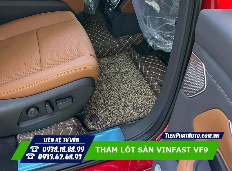 Thảm lót sàn VF9 được thiết kế may chuẩn phom xe đảm bảo tính thẩm mỹ cao