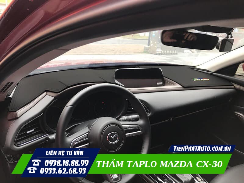 Thảm Taplo Cho Xe Mazda CX30 Chất Liệu Nhung Cacbon