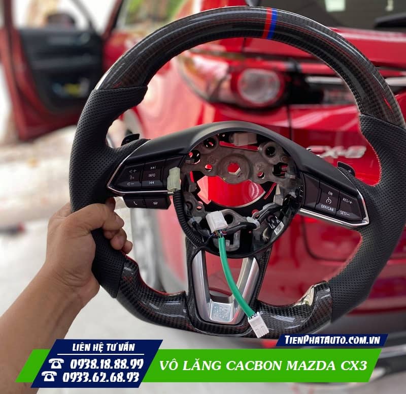 Vô lăng cacbon cho xe Mazda CX3 được nhập khẩu nguyên chiếc
