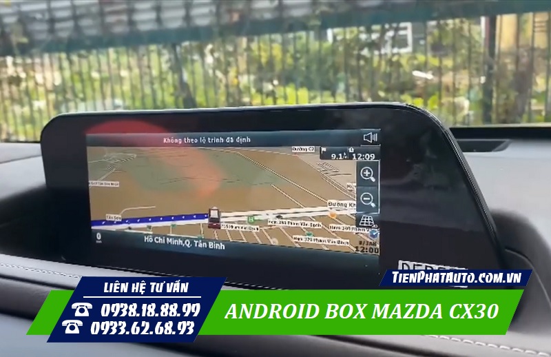 Android Box Mazda CX30 tích hợp phần mềm chỉ đường thông minh