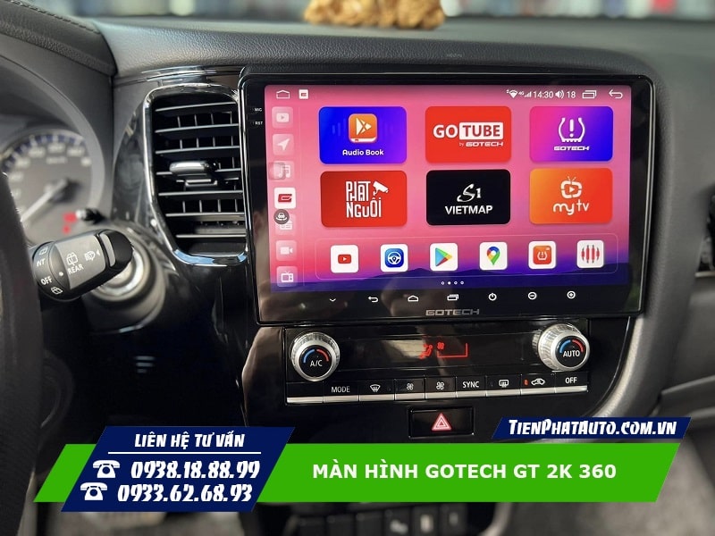 Hình ảnh màn hình Gotech GT 2K 360 lắp đặt trên xe 2