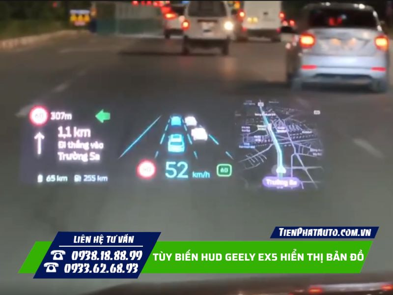 Tùy Biến HUD Geely EX5 Hiển Thị Bản Đồ